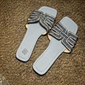 Elegant Blue Sandals with Rhinestone Detailing